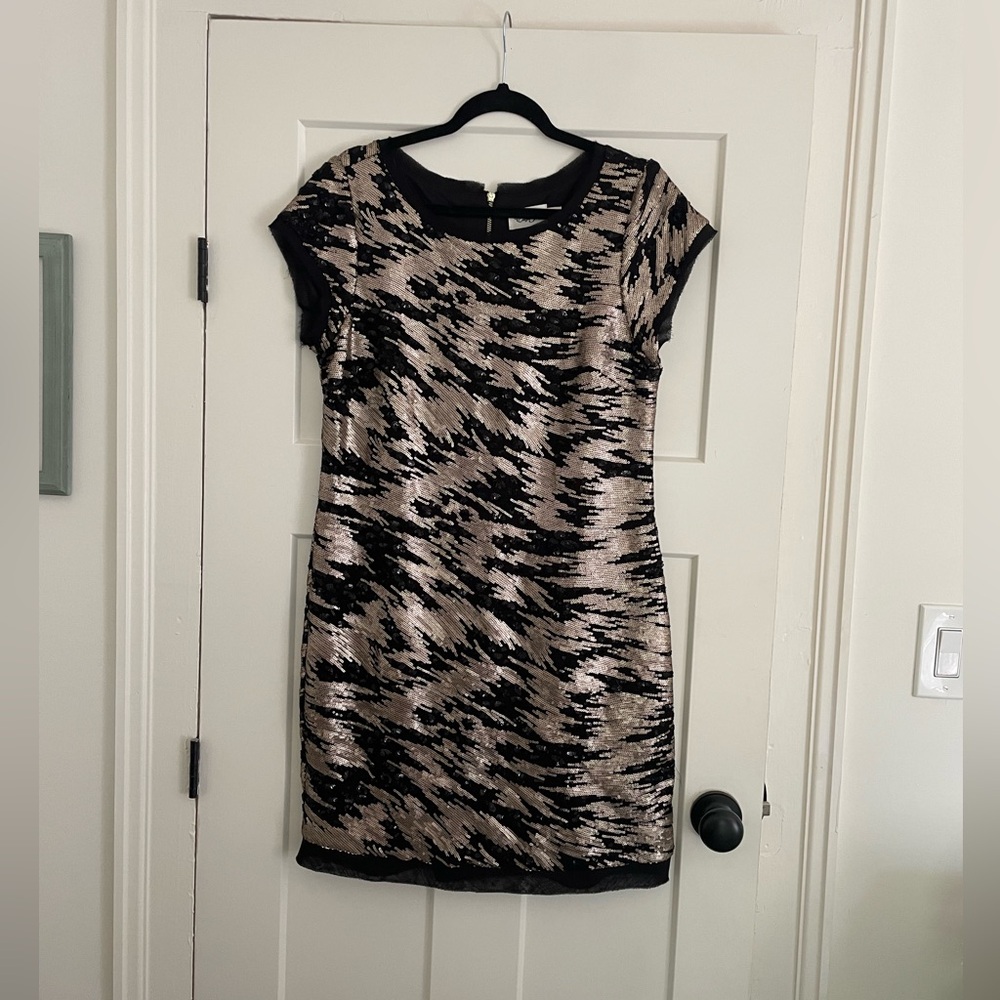 Eliza J Black & Gold Sequin Dress, size 14
